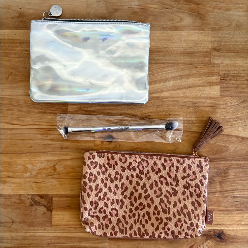 Ipsy Cosmetic Bags, Set of 2 + Brush!